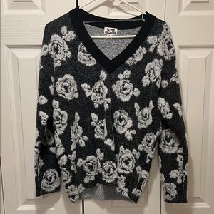 Floral Black and White Sweater